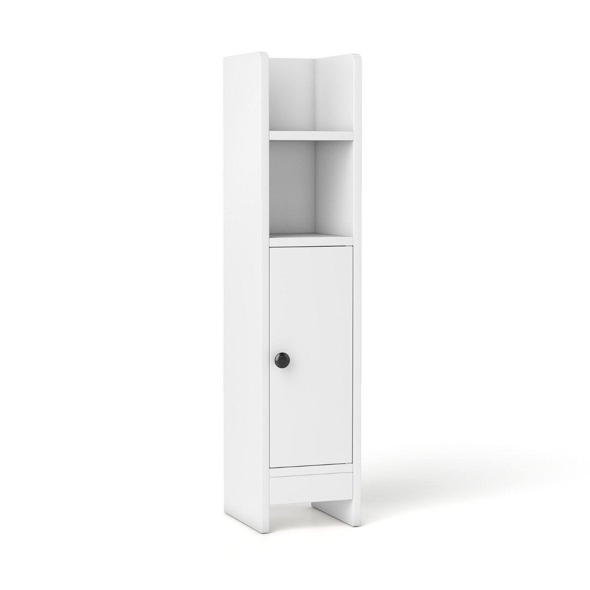 LIVSK Hoekbadkamerkast - Ruimtebesparend Ontwerp - 2 Open Planken - Verstelbare Plank - Anti-Kantelplaat - 20 x 18 x 80 cm - Wit