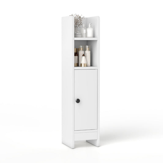 LIVSK Hoekbadkamerkast - Ruimtebesparend Ontwerp - 2 Open Planken - Verstelbare Plank - Anti-Kantelplaat - 20 x 18 x 80 cm - Wit