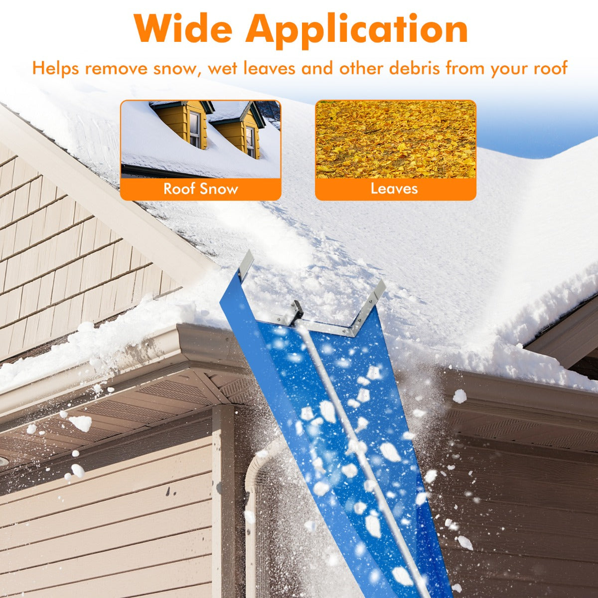 LIVSK Verstelbare Sneeuwhark met 3 Verlengstukken - Tot 608 cm - Aluminium en Oxford Stof - Duurzaam en Roestbestendig - Zilver +