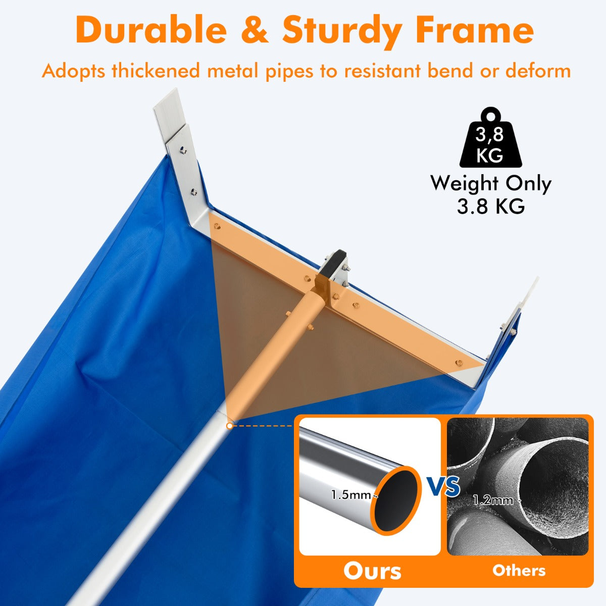 LIVSK Verstelbare Sneeuwhark met 3 Verlengstukken - Tot 608 cm - Aluminium en Oxford Stof - Duurzaam en Roestbestendig - Zilver +