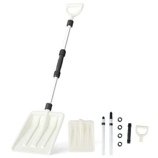 Livsk costway sneeuwschuiver 26 cm breed lichte sneeuwschuiver met ergonomische handgreep en robuuste aluminium steel wit