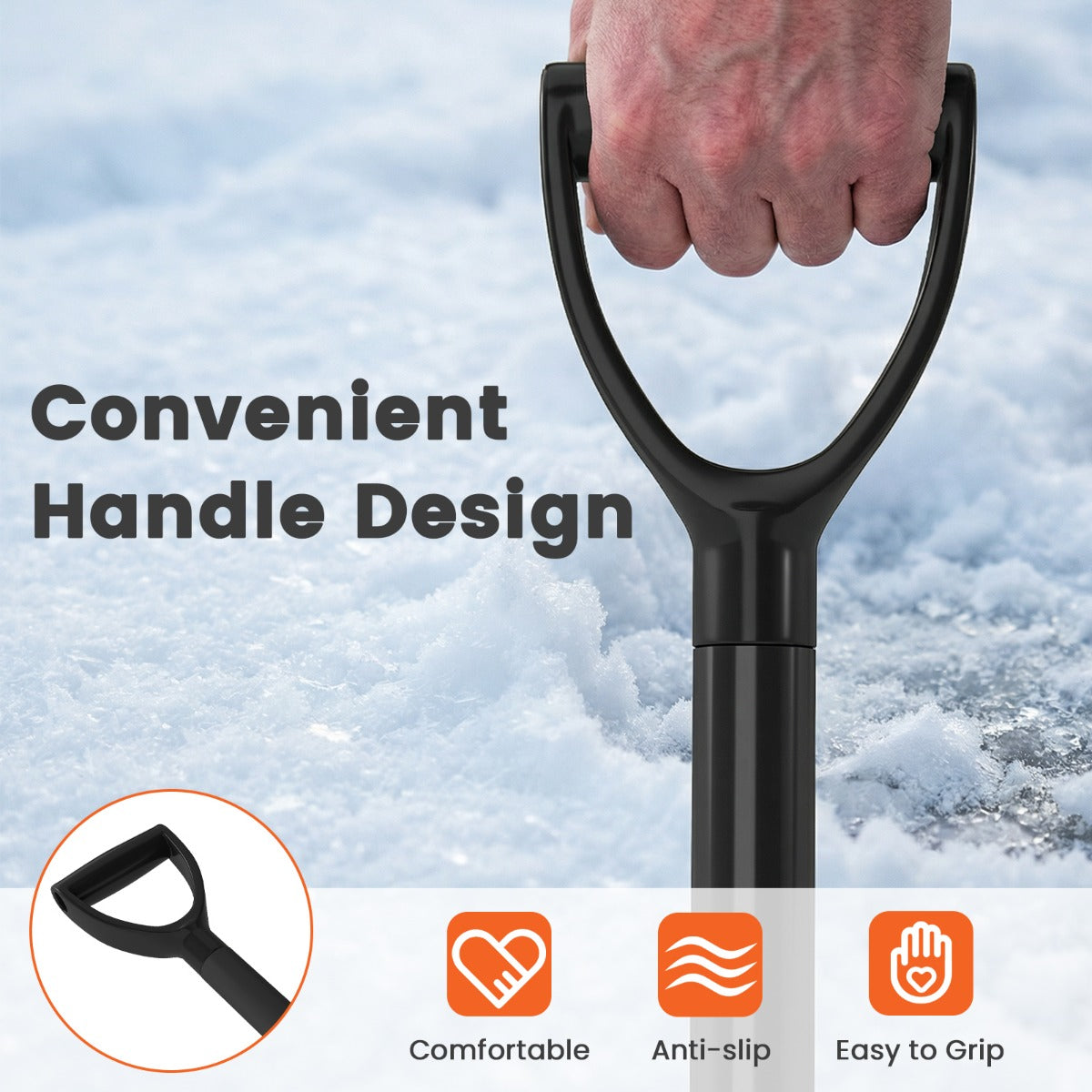 Livsk costway sneeuwschuiver draagbare transferschuiver 09 kg lichte sneeuwschuiver met robuuste aluminium steel en ergonomische handgreep 3