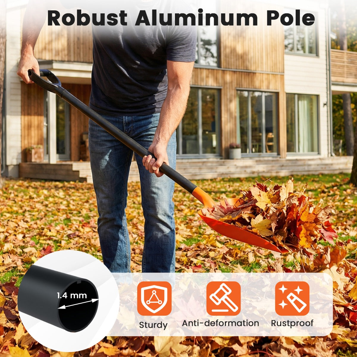 Livsk costway sneeuwschuiver draagbare transferschuiver 09 kg lichte sneeuwschuiver met robuuste aluminium steel en ergonomische handgreep 5