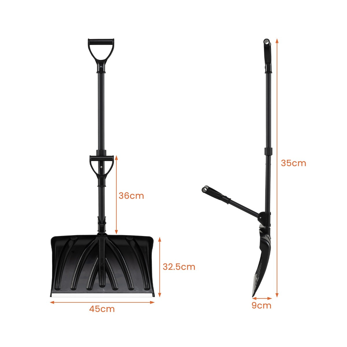 Livsk costway sneeuwschuiver met extra handgreep 135 cm lang lichtgewicht sneeuwruimen met 45 cm breed blad d handgreep aluminium beschermstrip 1 1