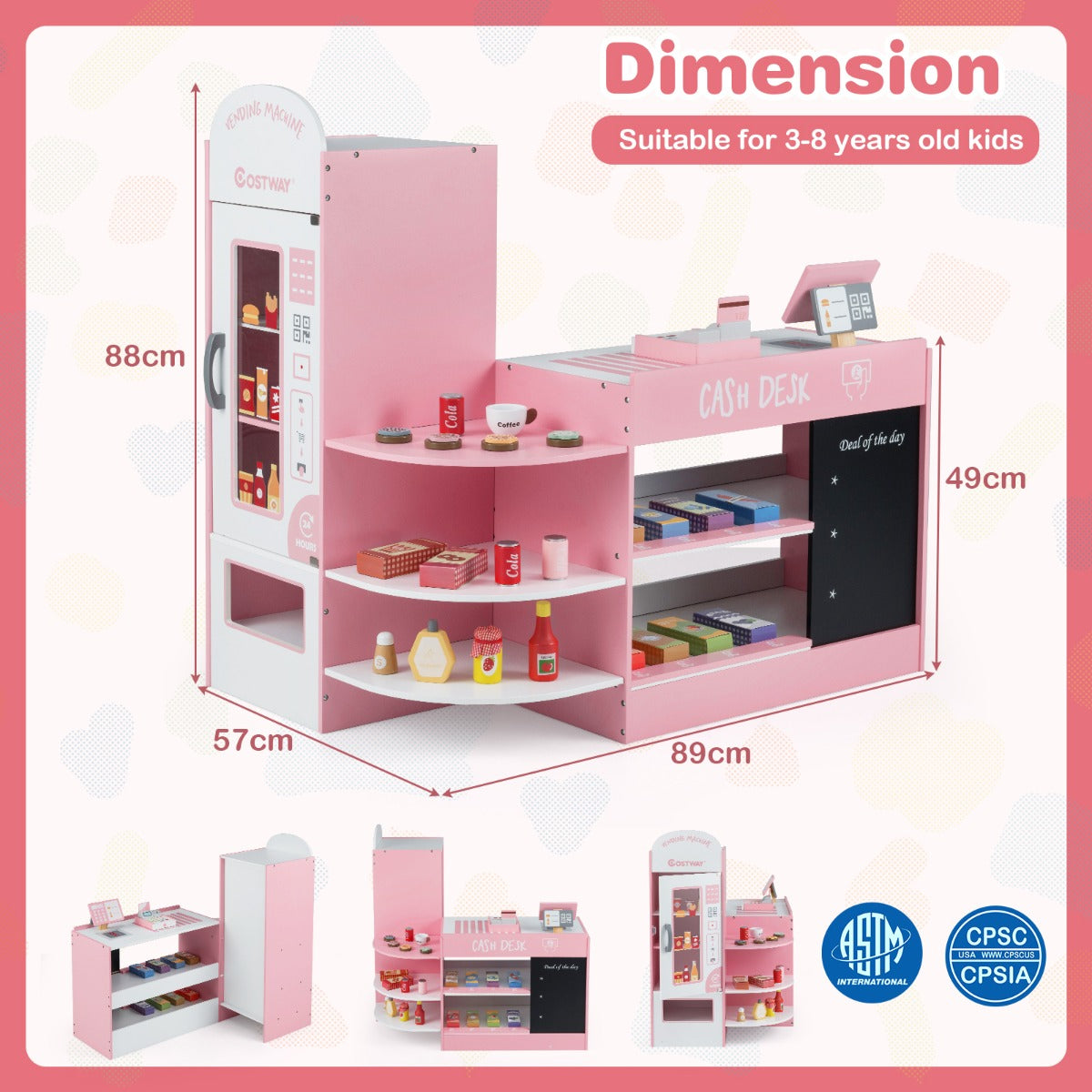 Livsk costway speelgoedwinkel voor kinderen van 3 tot 8 jaar met een breed assortiment aan accessoires 3 2