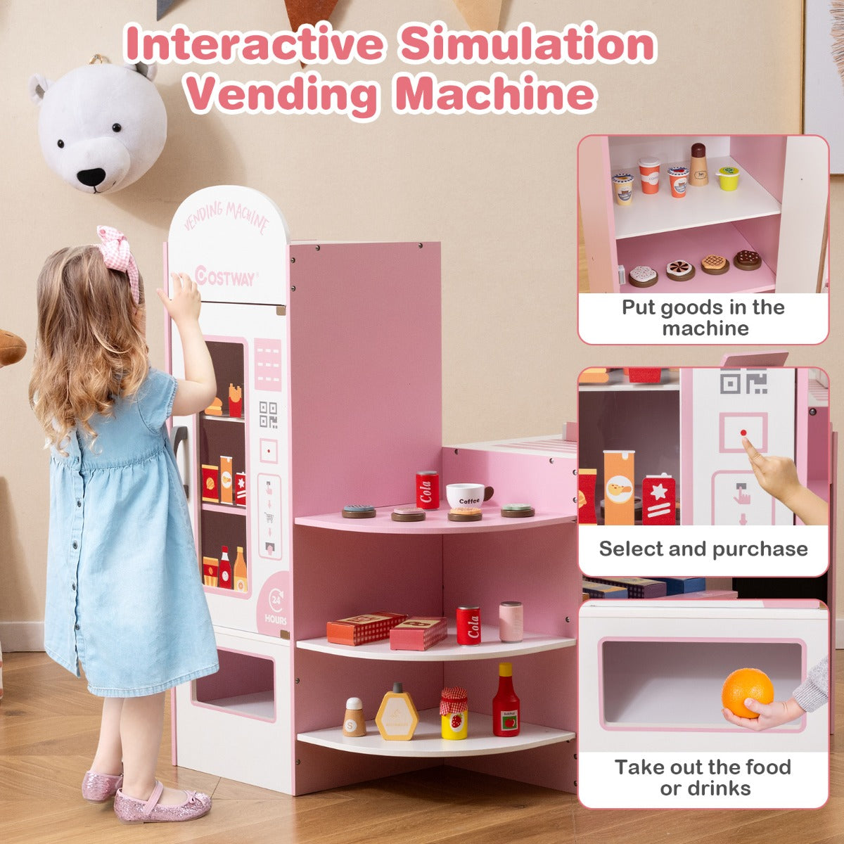 Livsk costway speelgoedwinkel voor kinderen van 3 tot 8 jaar met een breed assortiment aan accessoires 4 2