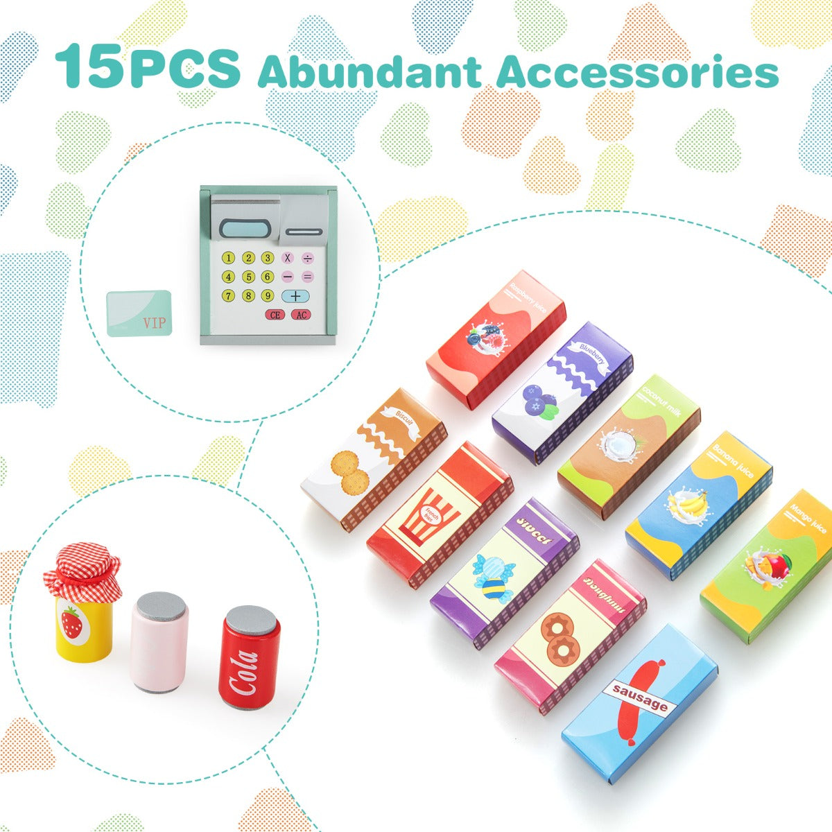 Livsk costway speelgoedwinkel voor kinderen van 3 tot 8 jaar met een breed assortiment aan accessoires groen 4