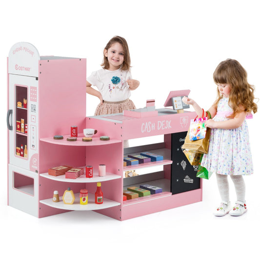 Livsk costway speelgoedwinkel voor kinderen van 3 tot 8 jaar met een breed assortiment aan accessoires 1