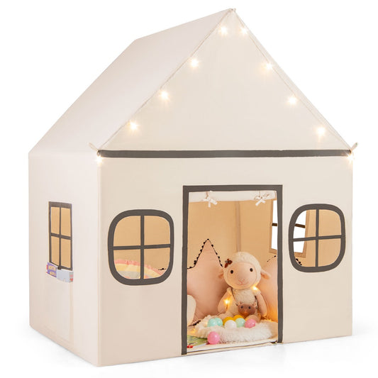 LIVSK Kinderspeeltent - Ruimte voor 3 Kinderen - Zachte Koraalpluche Mat - Ventilatieramen - Sterrenlamp - 120 x 101 x 143 cm -