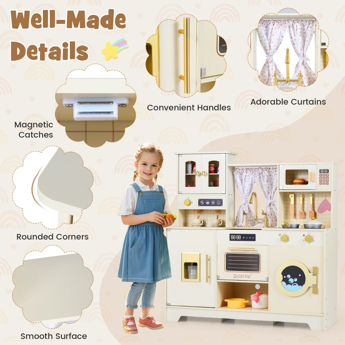 Livsk costway speelkeuken voor kinderen compleet met 14 accessoires 4