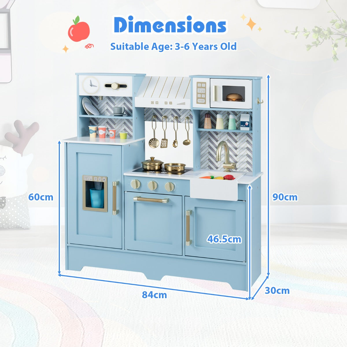 Livsk costway speelkeuken voor kinderen speelgoedkeuken voor kinderen met kookplaat 2 1