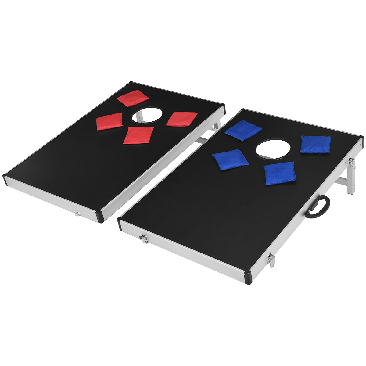 LIVSK Aluminiumlegering Spelbord - Stevig & Duurzaam - Opvouwbaar - Inclusief 2 Spelborden & 8 Zandzakken - Zwart