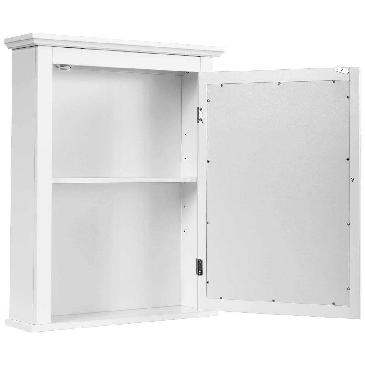 LIVSK Wandgemonteerde Spiegelkast - Moderne Witte Afwerking - 2 Planken - Vochtbestendig - Eenvoudig te Monteren - 56 x 15 x 69,5