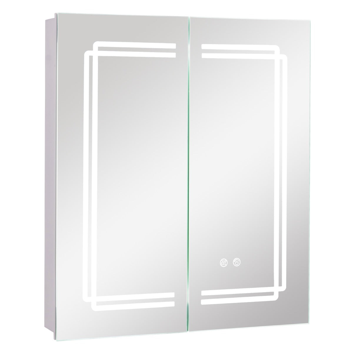 LIVSK Badkamerspiegelkast met LED-verlichting - Traploos Dimbaar - Anti-Condens - Laadstation - Aluminium - Wit
