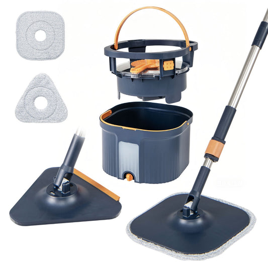 LIVSK Spinmop- en Emmerset - Scheidt Schoon en Vuil Water - 360° Draaibare Dweilkoppen - Kamreinigers - Blauw
