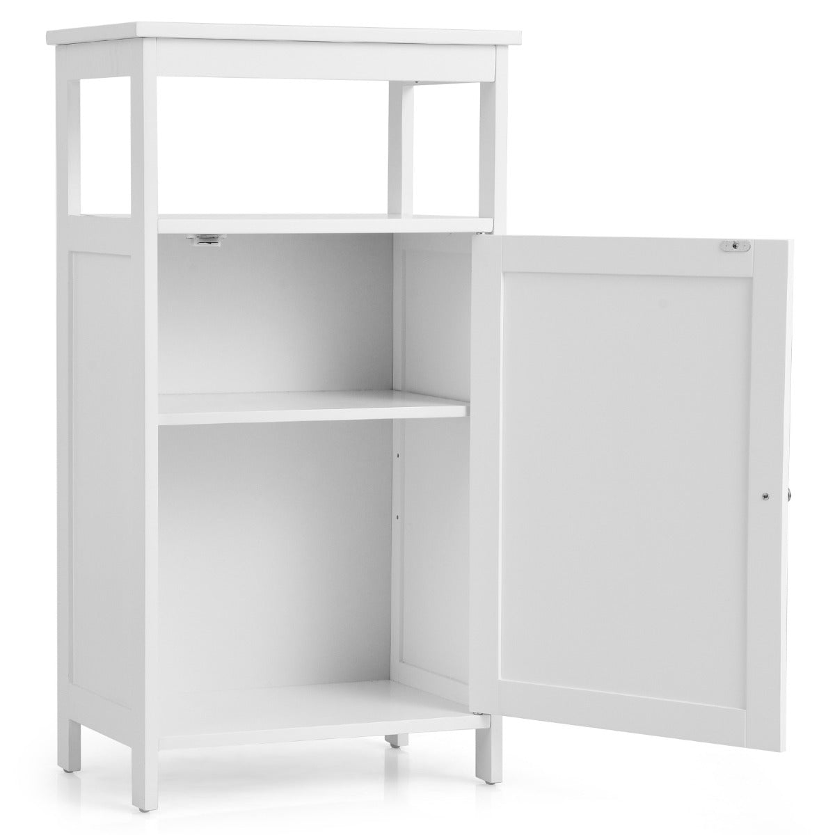 Livsk costway staande badkamerkast multifunctionele opbergkasten met enkele deur en verplaatsbare plank bijzettafel voor woonkamer wit 2
