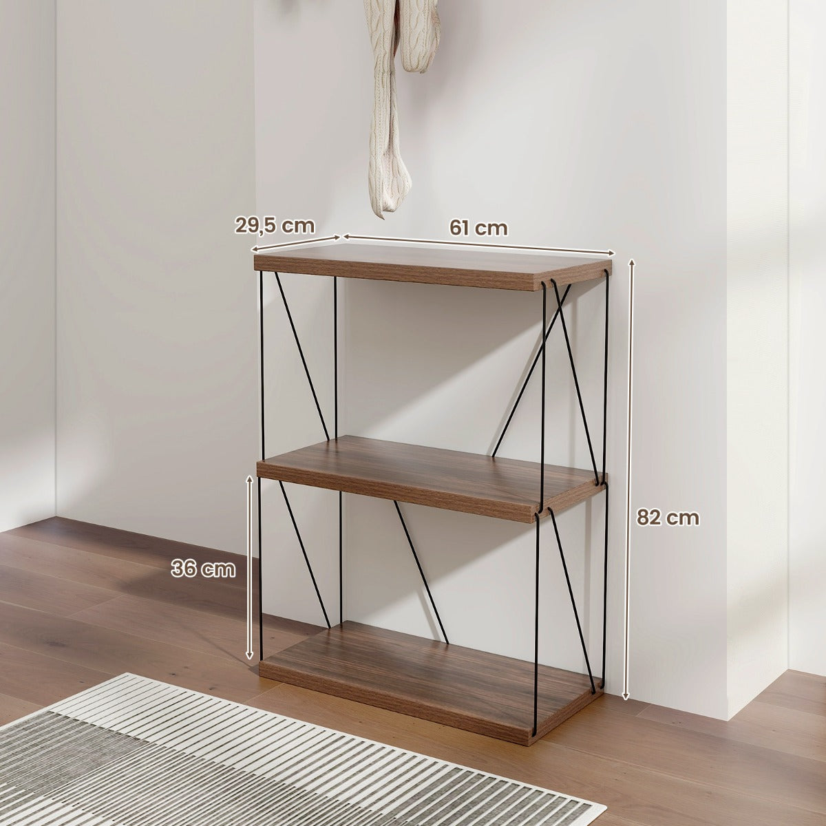 LIVSK Industrieel Boekenkast Opbergrek - Stevig Metalen Frame - Ruimtebesparend - Eenvoudige Installatie - 61 x 29,5 x 82 cm -