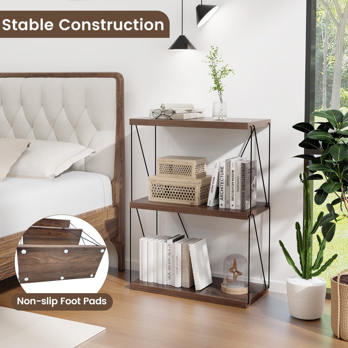 LIVSK Industrieel Boekenkast Opbergrek - Stevig Metalen Frame - Ruimtebesparend - Eenvoudige Installatie - 61 x 29,5 x 82 cm -