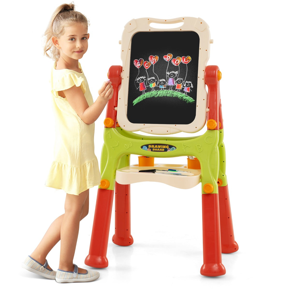 LIVSK Magnetisch 2-in-1 Teken- en Magneetbord - Verstelbaar en Draaibaar - Veilig PP-materiaal - Voor Kinderen - Multicolor