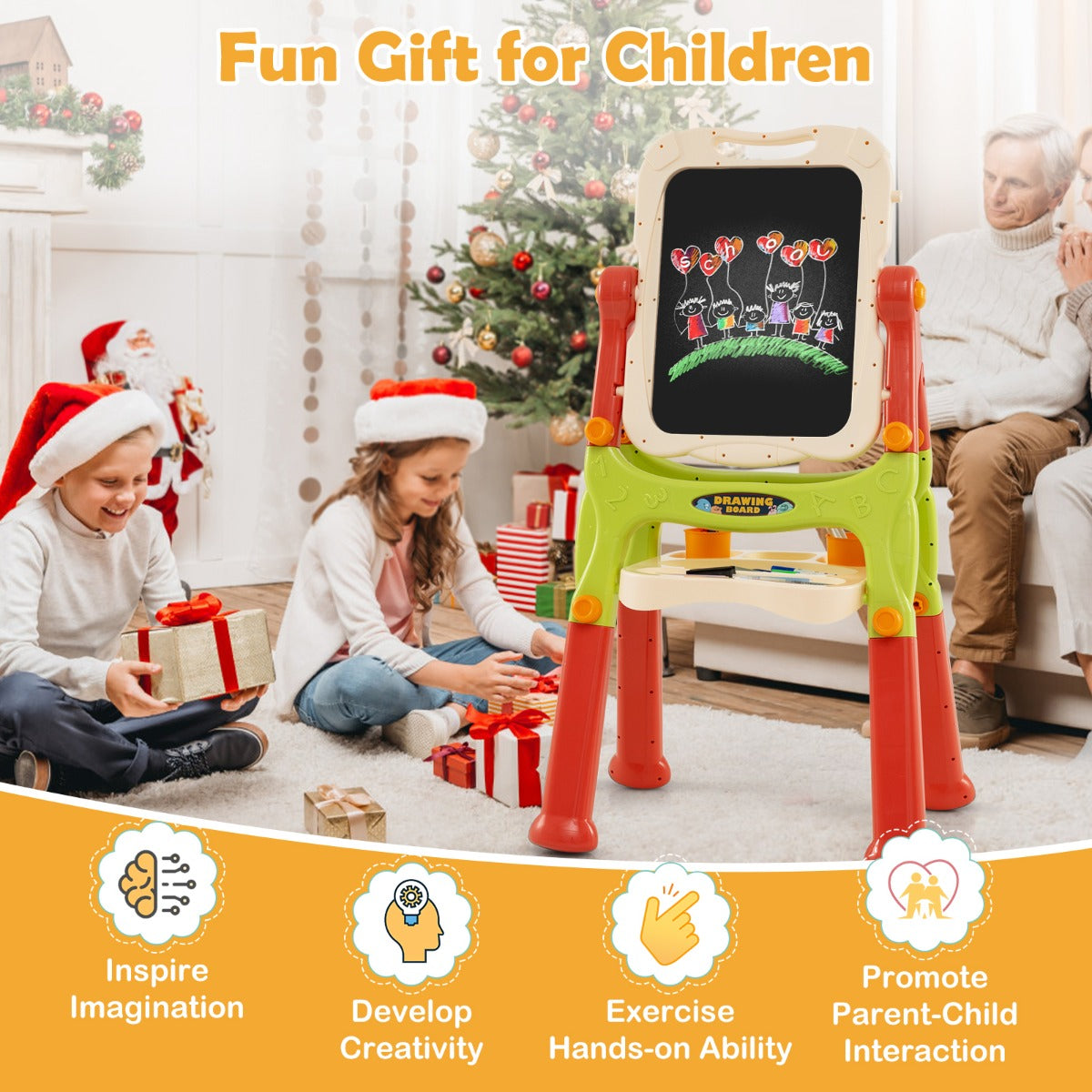LIVSK Magnetisch 2-in-1 Teken- en Magneetbord - Verstelbaar en Draaibaar - Veilig PP-materiaal - Voor Kinderen - Multicolor