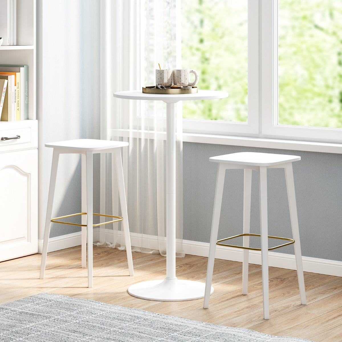 Livsk costway staande tafel o 60 cm 2 in 1 bartafel en eettafel in hoogte verstelbaar 56 1015 cm ronde kleine eettafel wit 1 stuk 6