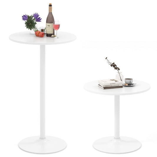 Livsk costway staande tafel o 60 cm 2 in 1 bartafel en eettafel in hoogte verstelbaar 56 1015 cm ronde kleine eettafel wit 2 stuks