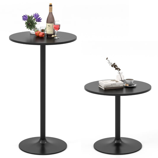 Livsk costway staande tafel o 60 cm 2 in 1 bartafel en eettafel in hoogte verstelbaar 56 1015 cm ronde kleine eettafel zwart 2 stuks