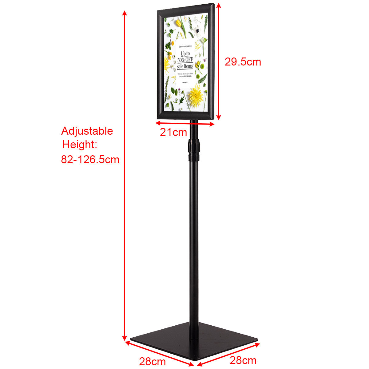 LIVSK Informatiestandaard - Hoogwaardig Kunststof en Metaal - Verstelbaar van 73,5 tot 118 cm - 360 Graden Draaibaar - Zwart