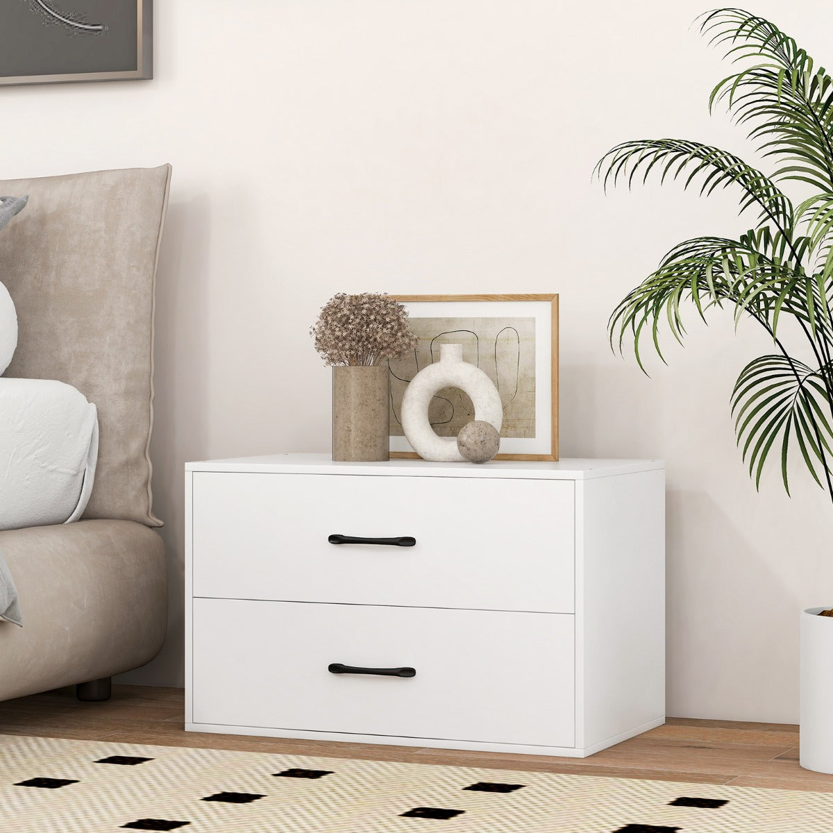 LIVSK Opbergkast met 2 Lades - Stapelbaar - Duurzaam Hout - Inclusief Anti-Kantelsets - 60 x 34 x 38 cm - Zwart