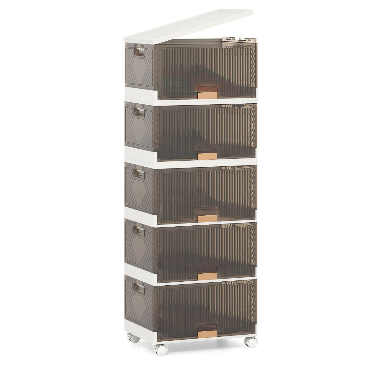 LIVSK Stapelbare Opbergbak 85L/102L - Flexibel Modulair Ontwerp - Opvouwbaar met Wielen - Handgrepen - Veilig BPA-vrij -