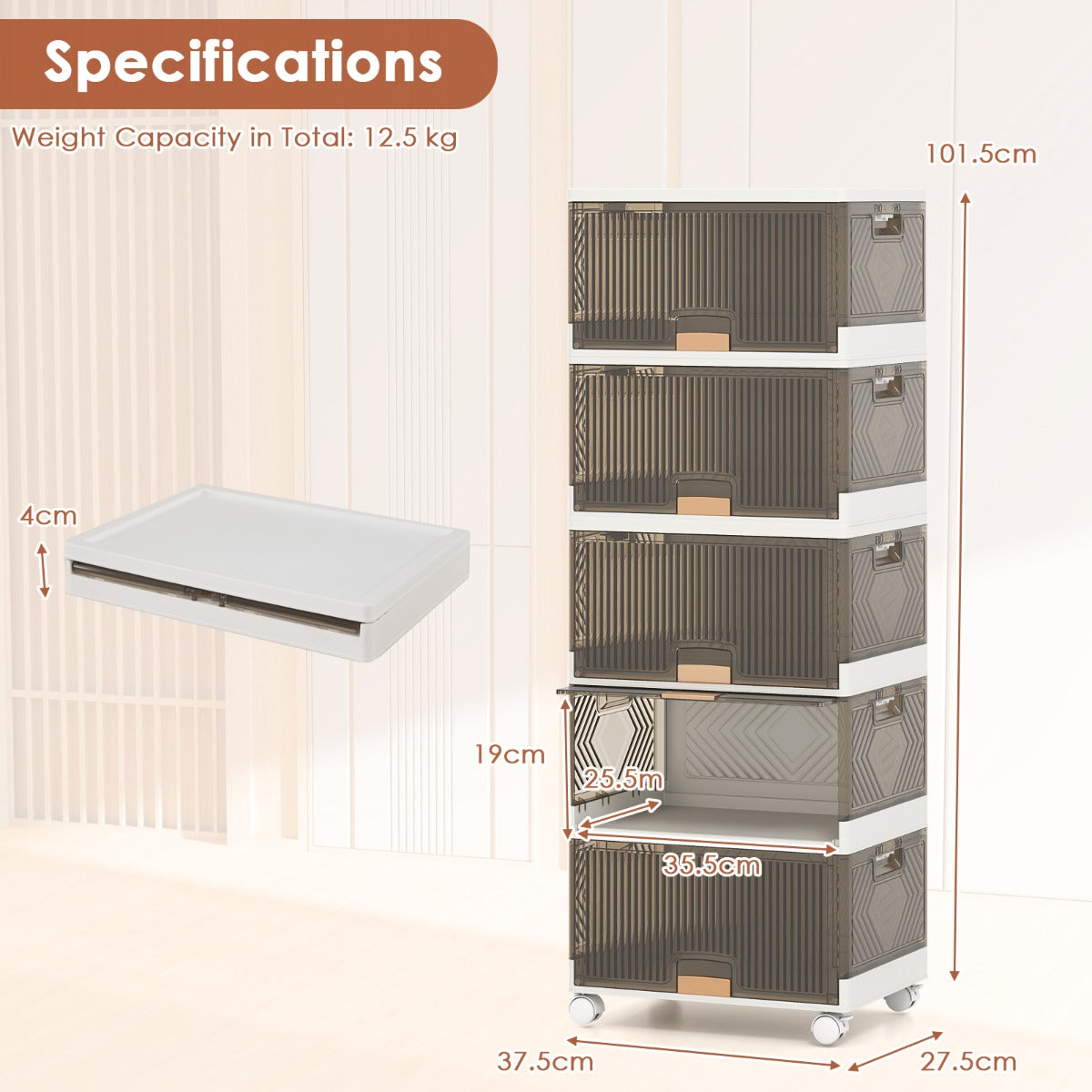 LIVSK Stapelbare Opbergbak 85L/102L - Flexibel Modulair Ontwerp - Opvouwbaar met Wielen - Handgrepen - Veilig BPA-vrij -