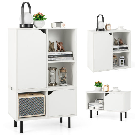 LIVSK Stapelbare Opbergkast - Verstelbare Plank - Metalen Scharnieren - Veilig Anti-kantelsysteem - 60 x 30 x 96,5 cm - Wit
