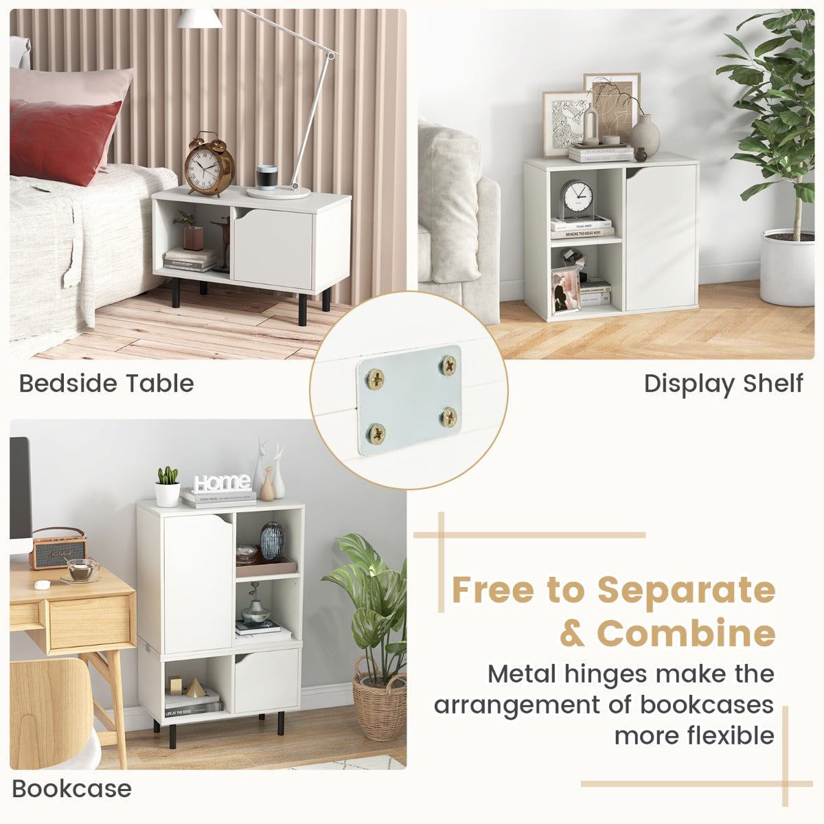 LIVSK Stapelbare Opbergkast - Verstelbare Plank - Metalen Scharnieren - Veilig Anti-kantelsysteem - 60 x 30 x 96,5 cm - Wit