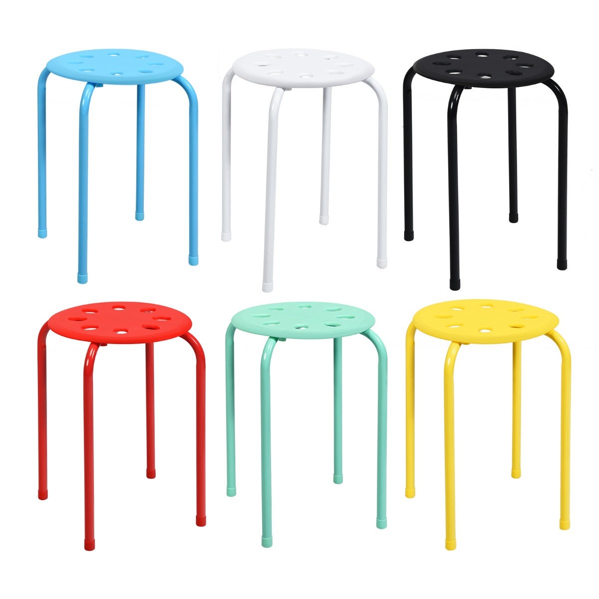 LIVSK Stapelbare Klaslokaal Eetkamerkruk Set - Stabiel Metalen Frame - Anti-slip Voetsteunen - Voor Kinderen Tot 100 kg -