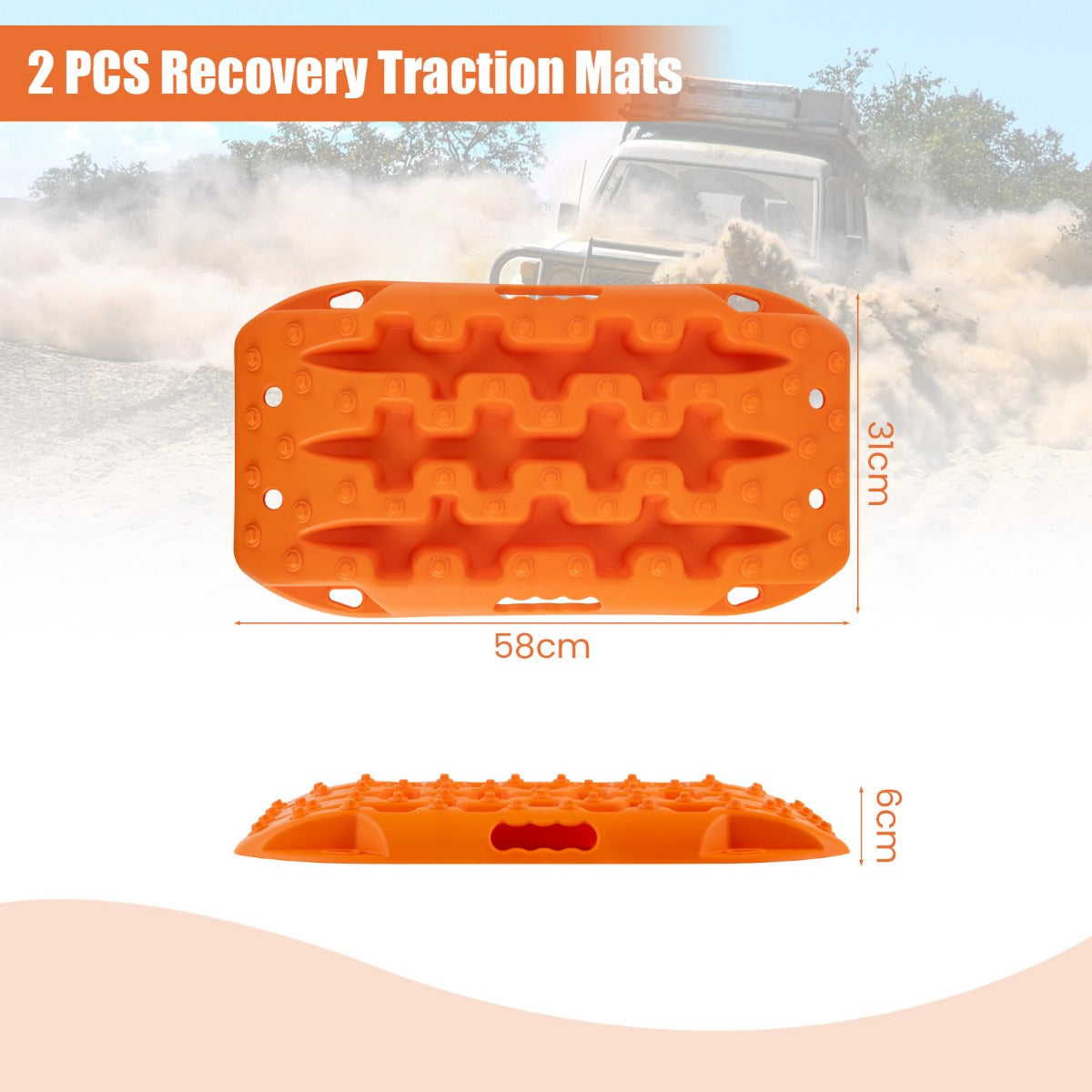 LIVSK Offroad-Tractiematten - 2 Stuks van Versterkt Nylon - Draagvermogen tot 10 Ton - Voor Extreme Temperaturen - Oranje