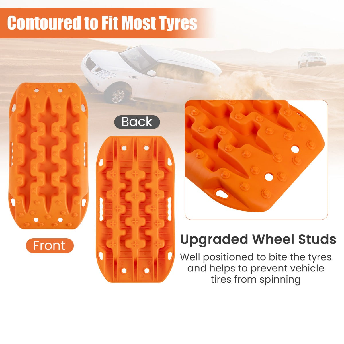LIVSK Offroad-Tractiematten - 2 Stuks van Versterkt Nylon - Draagvermogen tot 10 Ton - Voor Extreme Temperaturen - Oranje
