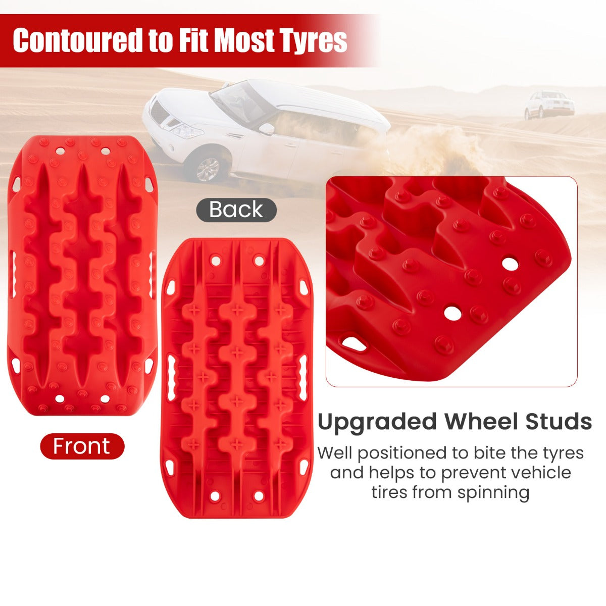 LIVSK Offroad-Tractiematten - Robuust Nylon - 10 Ton Draagvermogen - Flexibel en Lichtgewicht - Voor Zand, Modder en Sneeuw - Rood