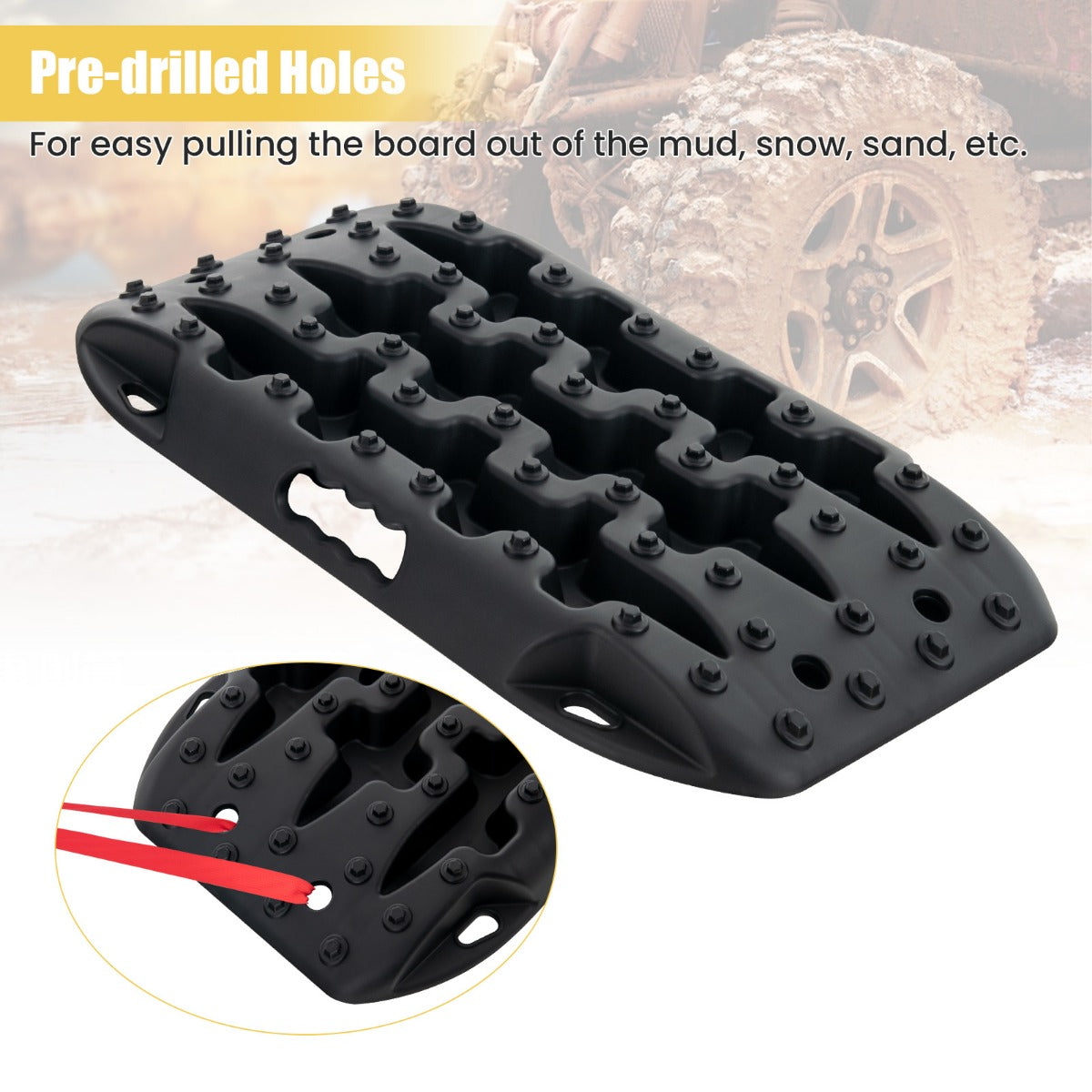 LIVSK Offroad Tractiemat Set - Lichtgewicht Nylon - Draagvermogen tot 10 ton - Voor de meeste banden - Zwart