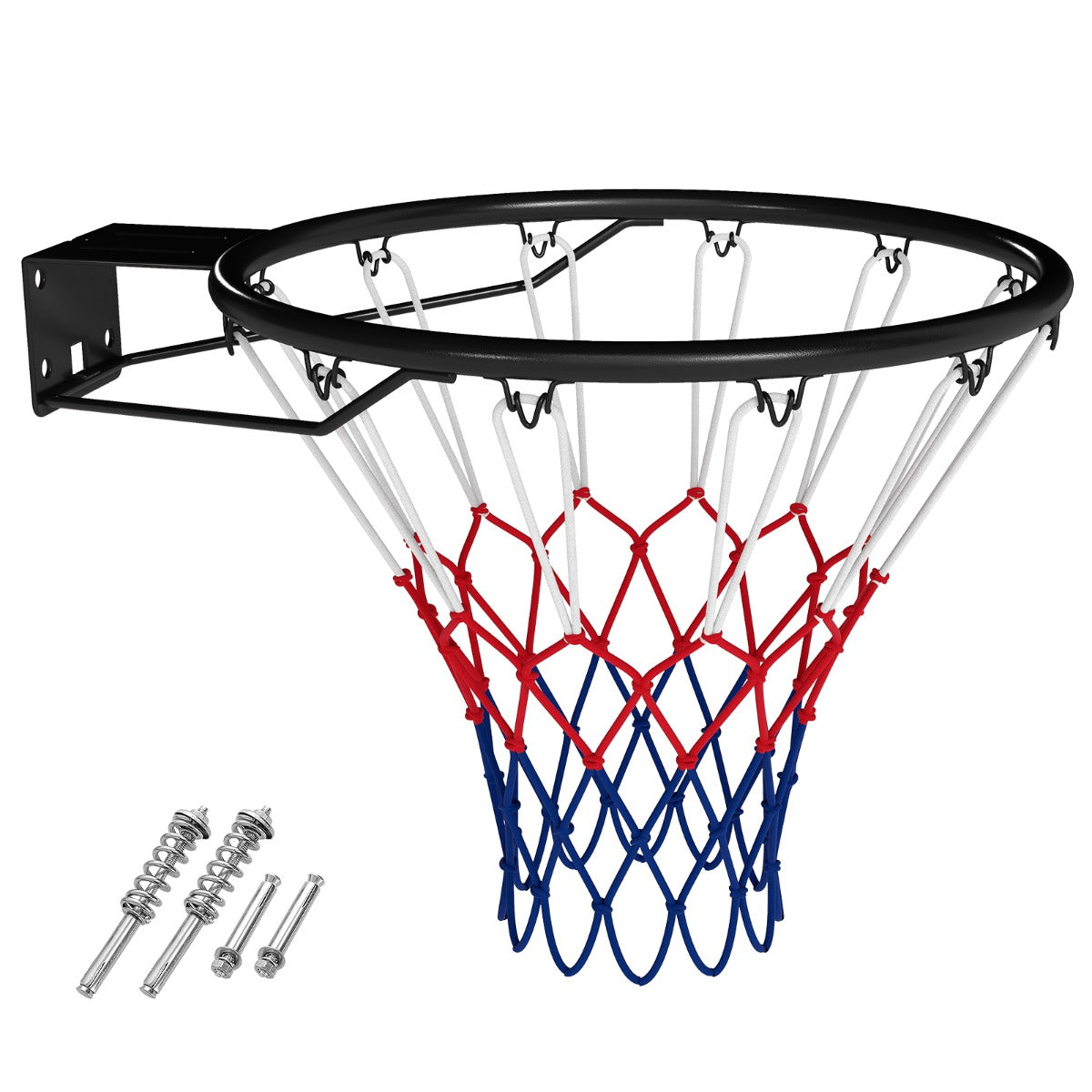 Livsk costway stevige basketbalring o45cm weerbestendig aan de muur te bevestigen compleet met basket en net zwart