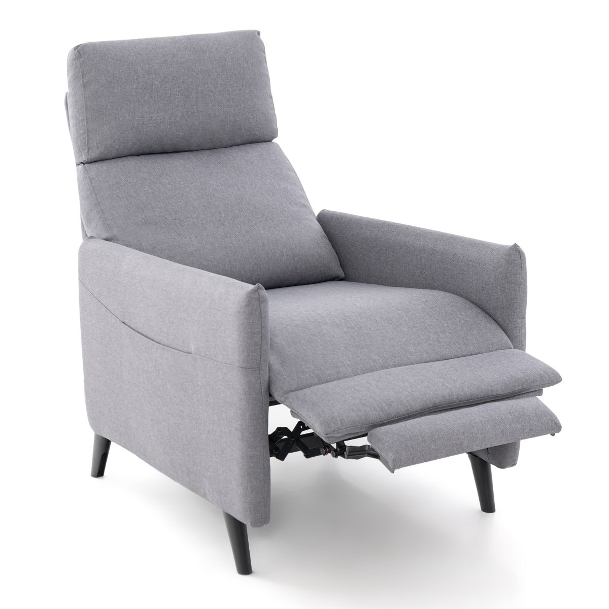 LIVSK Televisiestoel met Verstelbare Rugleuning en Voetensteun - Comfortabele Linnen Bekleding - Stabiel Ontwerp - 80 x 68 x