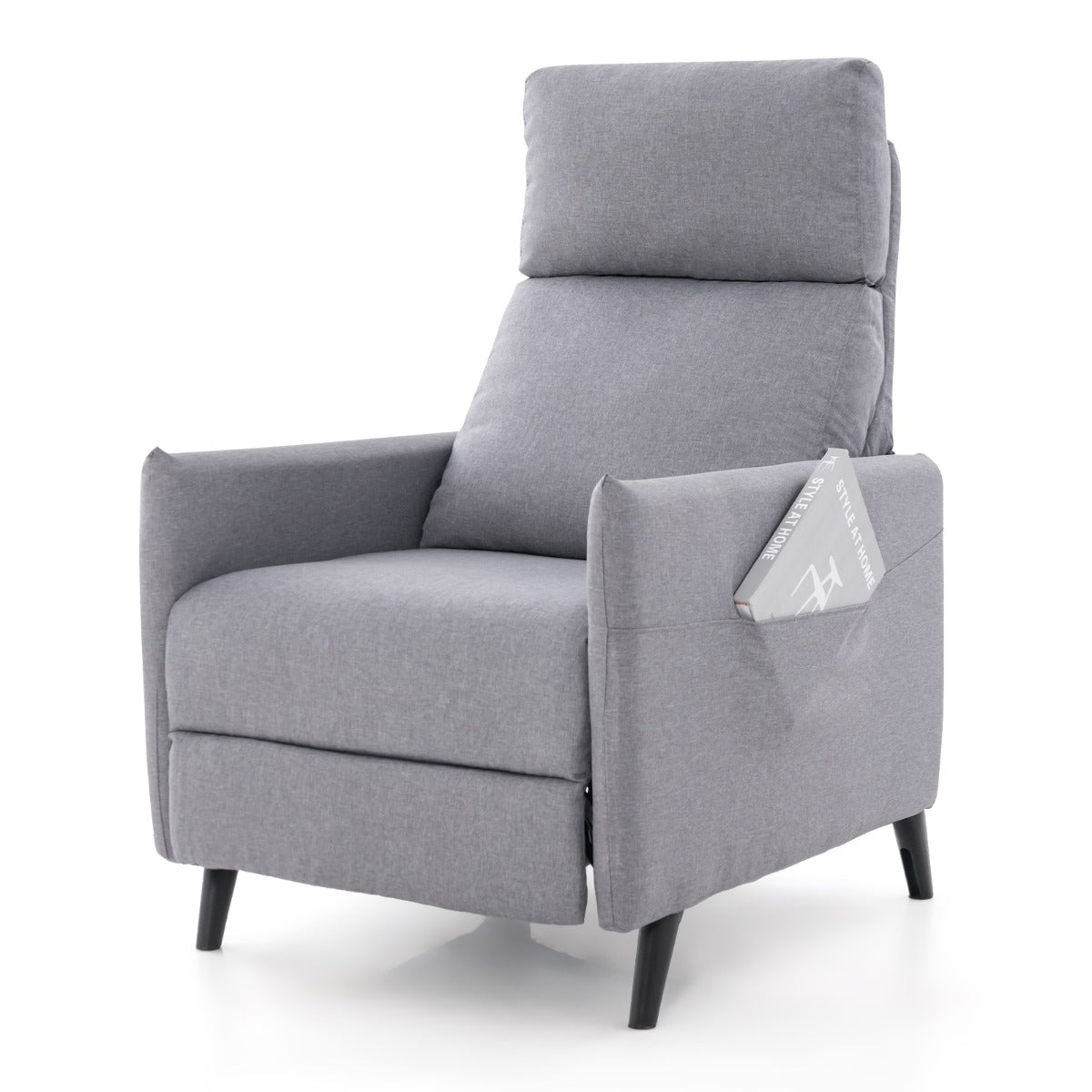 LIVSK Televisiestoel met Verstelbare Rugleuning en Voetensteun - Comfortabele Linnen Bekleding - Stabiel Ontwerp - 80 x 68 x