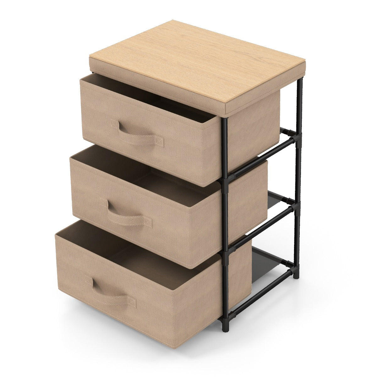 LIVSK Opvouwbare Ladekast - 3 Ruime Lades - Stabiel Metalen Frame - Multifunctioneel voor Slaapkamer en Gang - 40 x 30 x 62 cm -