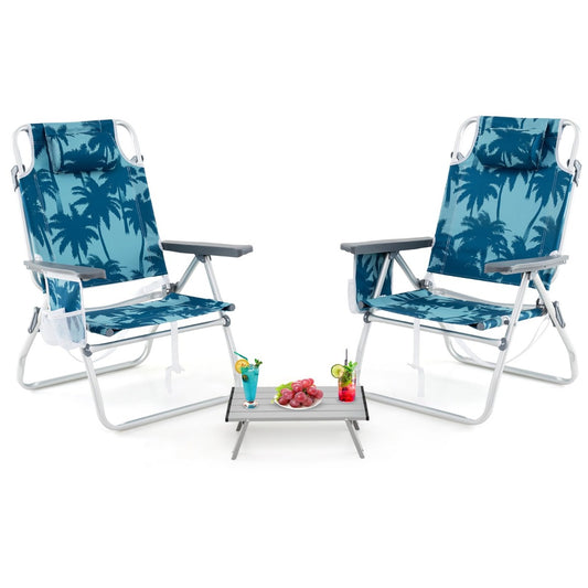 LIVSK Opvouwbare Strandstoelen met Tafel - 5 Verstelbare Rugleuninginstellingen - Lichtgewicht Aluminium - Comfortabele