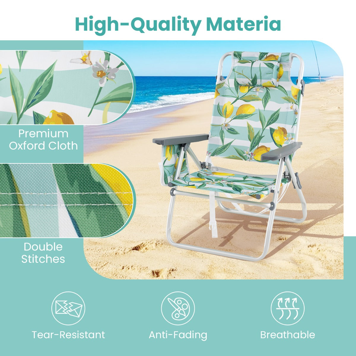 LIVSK Strandstoelenset met Tafel - 5 Verstelbare Rugleuningen - Lichtgewicht Aluminium - Opvouwbaar - Meerkleurig