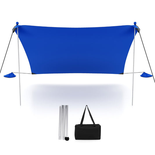 LIVSK Draagbare Strandtent 200 x 200 x 200 cm - UPF-50+ Polyester-Lycra - Inclusief Haringen en Zandzakken - Lichtgewicht - Blauw