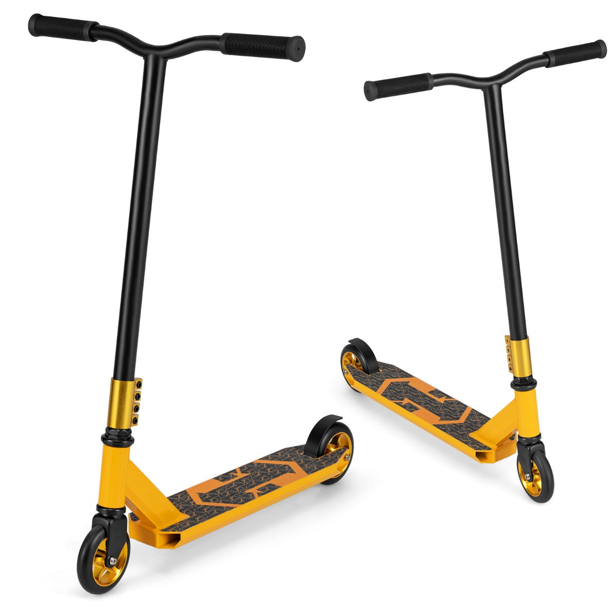 LIVSK Professionele Stuntstep - 110mm PU Wielen - ABEC-7 Kogellagers - Aluminium Dek - Tot 100 kg - Zwart/Groen/Geel