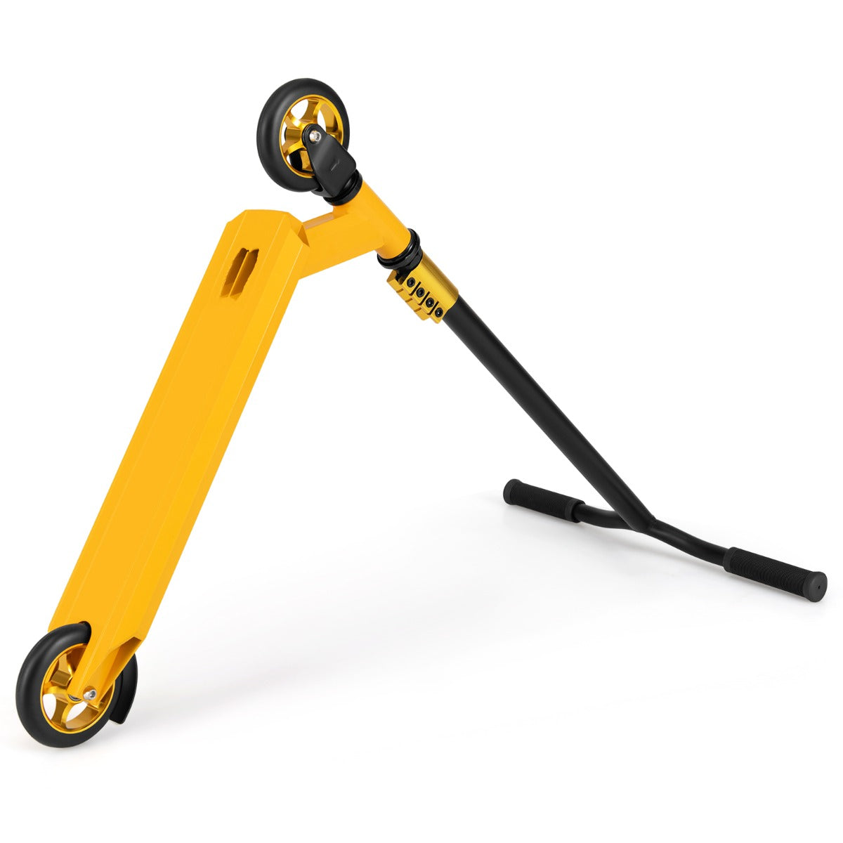 LIVSK Professionele Stuntstep - 110mm PU Wielen - ABEC-7 Kogellagers - Aluminium Dek - Tot 100 kg - Zwart/Groen/Geel