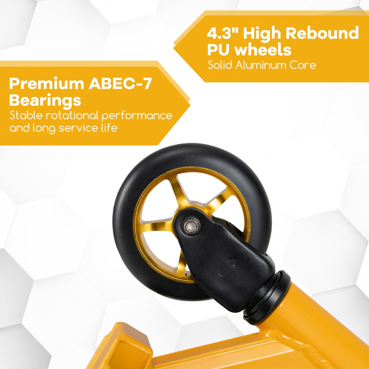 LIVSK Professionele Stuntstep - 110mm PU Wielen - ABEC-7 Kogellagers - Aluminium Dek - Tot 100 kg - Zwart/Groen/Geel