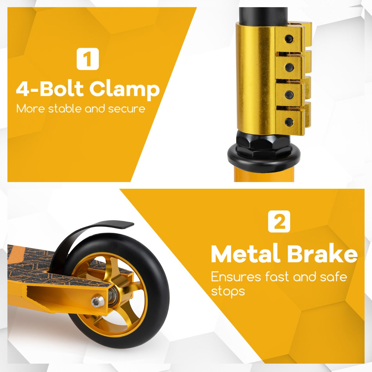 LIVSK Professionele Stuntstep - 110mm PU Wielen - ABEC-7 Kogellagers - Aluminium Dek - Tot 100 kg - Zwart/Groen/Geel