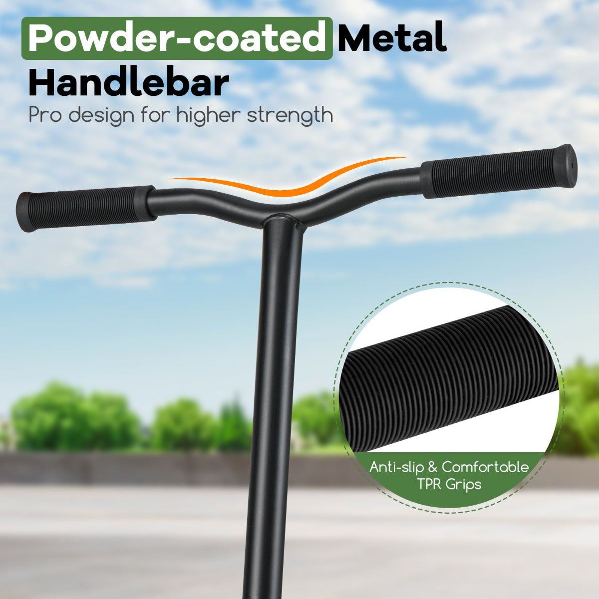 LIVSK Professionele Stuntstep - 110 mm PU Wielen - ABEC-7 Kogellagers - Aluminium Dek - Tot 100 kg - Zwart/Groen/Geel